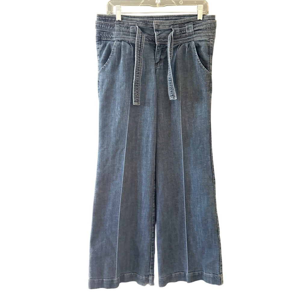 Boom Boom Jeans Vintage Y2k 11 Wide Leg Denim High Rise Tie Belt Retro Festival